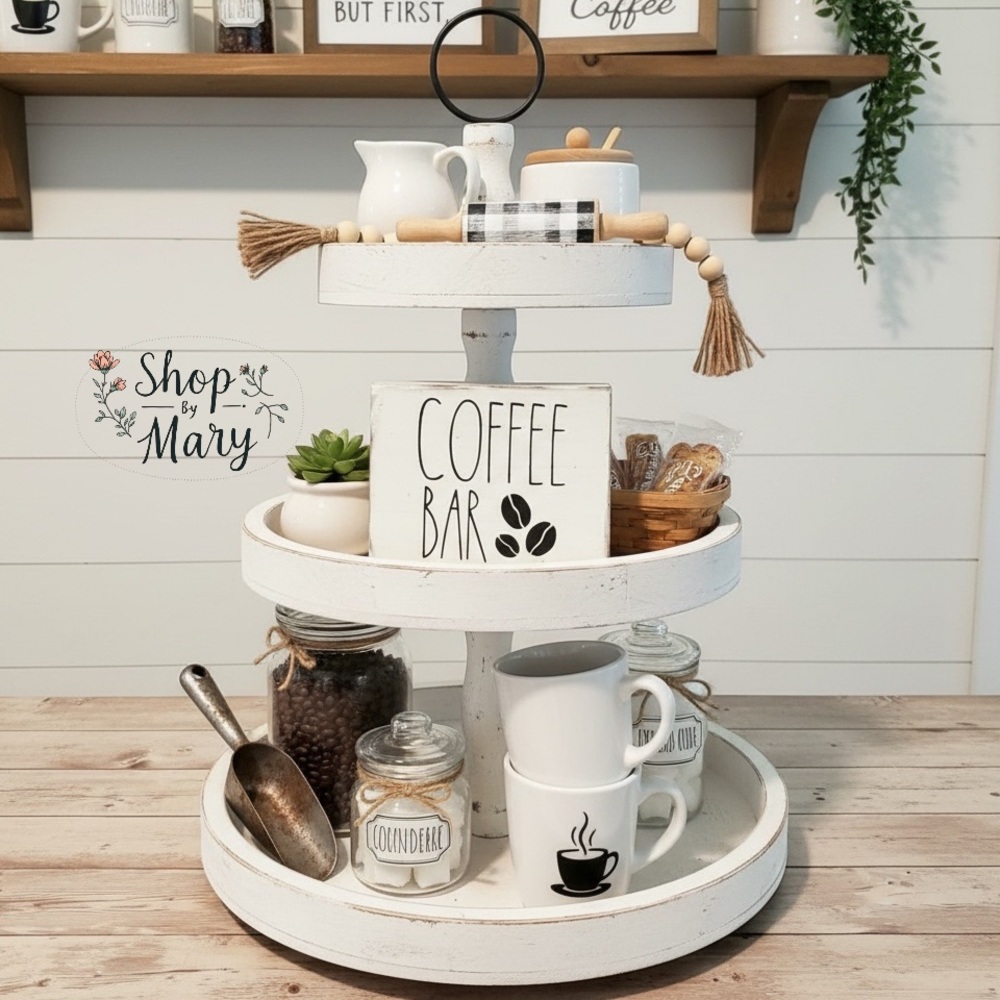 ⤵️Coffee Bar reversible farmhouse handmade block